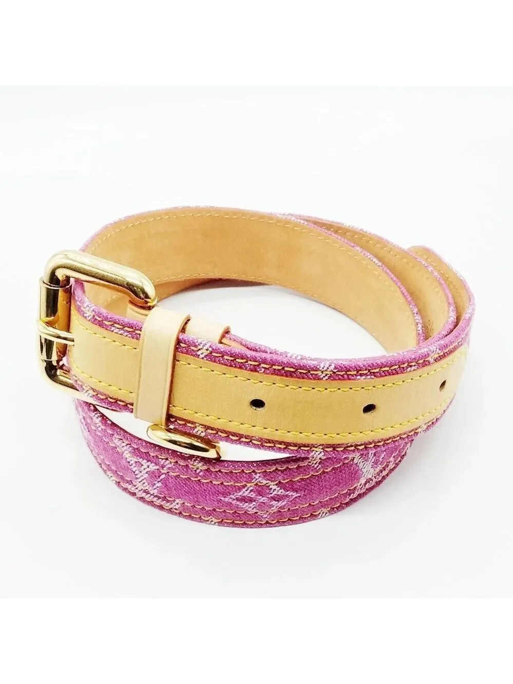 Louis Vuitton Belt Pinks Monogram Denim 500-060225